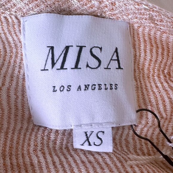 MISA Los Angeles Zoza Jumpsuit Blush Stripe Metallic Gold Pink Size XS NWT - Picture 7 of 11
